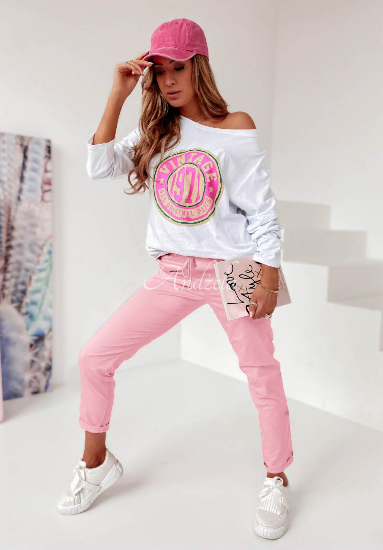 Nohavice látkové Wind svetloružové