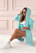 Długa Mikina s kapucňou Peaceful Mind blankytná