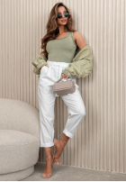 Nohavice mom fit z wiązanym paskiem Zuri žlté