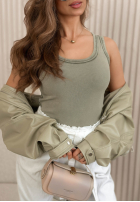 Tričko z dekoltem Azurio Mokka