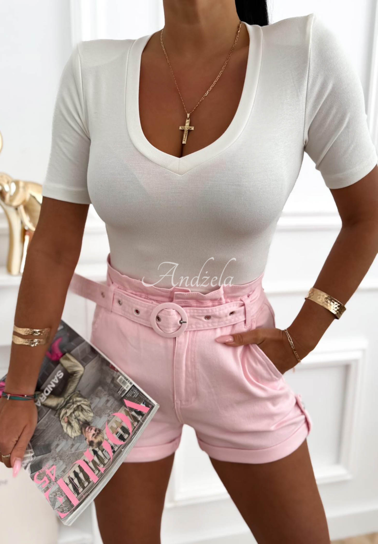 Viskózová blúzka s krátkym rukávom bluzka Just Imagine ecru