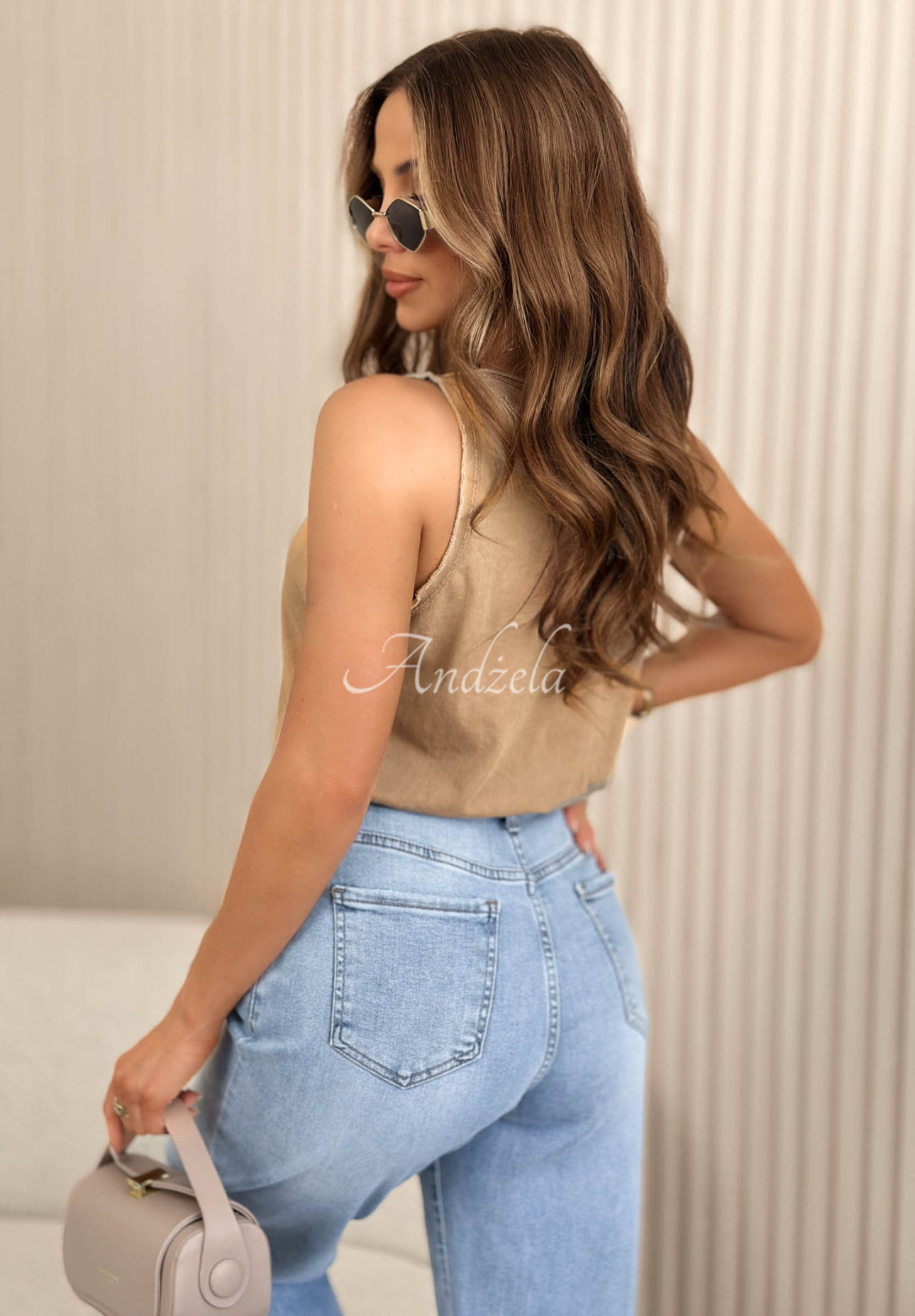 Džínsy mom fit Amadeo modré