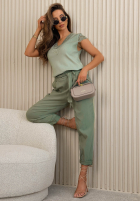 Nohavice mom fit z wiązanym paskiem Zuri žlté