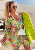 Kwiecista Šaty z falbankami Flower Season žltá