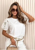 Blúzka z koronkowymi rękawami boho July Biela