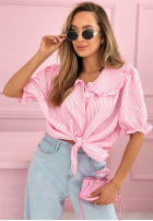 Košeľa z kołnierzem w paski Kaya blankytná