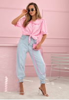 Košeľa z kołnierzem w paski Kaya blankytná