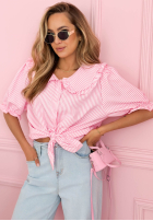 Košeľa z kołnierzem w paski Kaya blankytná