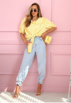 Košeľa z kołnierzem w paski Kaya blankytná