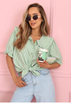 Košeľa z kołnierzem w paski Kaya blankytná