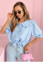 Košeľa z kołnierzem w paski Kaya blankytná