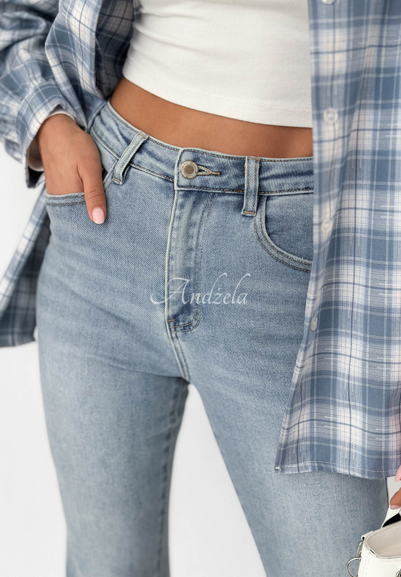 Džínsy zvony Denim Elegance modré