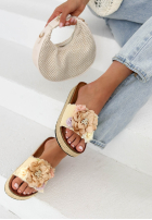 Šľapky  z kwiatami na pasku Floriso béžové