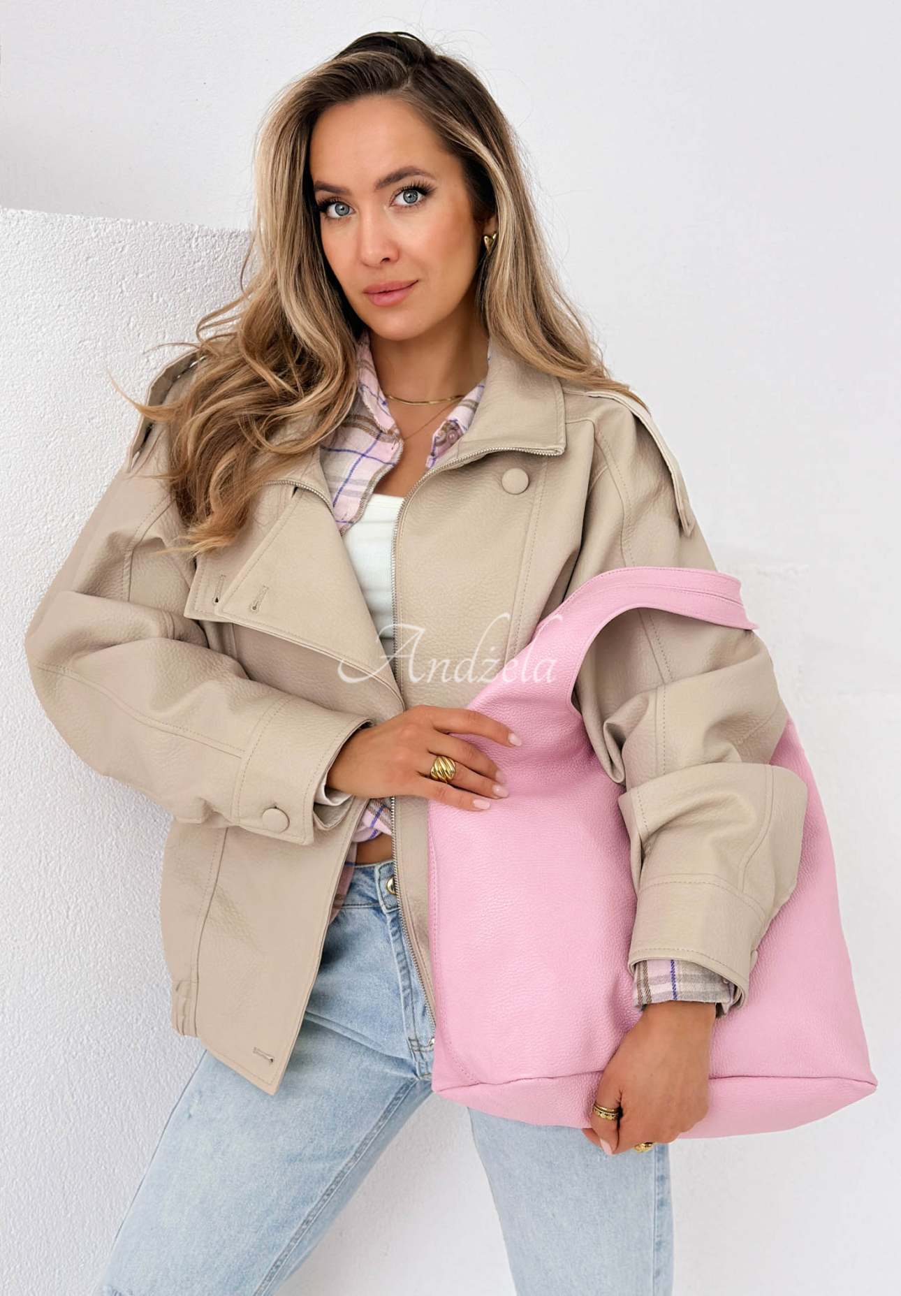 Kožená kabelka Justice ružová