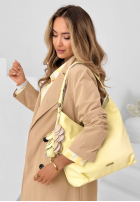 Skórzana Kabelka z brelokiem Arlette ecru