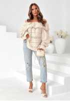 Ażurowa Blúzka Španielsky boho Pretty Sunshine béžová