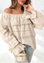 Ażurowa Blúzka Španielsky boho Pretty Sunshine béžová