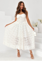 Koronkowa Šaty maxi z gorsetową górą Summer Amour Biela