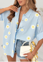 Košeľa z kwiatowymi naszywkami Cute Daisy béžová