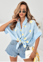 Košeľa z kwiatowymi naszywkami Cute Daisy béžová