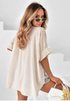 Košeľa z kwiatowymi naszywkami Cute Daisy béžová