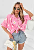 Košeľa z kwiatowymi naszywkami Cute Daisy béžová