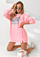 Bavlnené teplákové šaty s potlačou Queen Of Prosecco ružová II