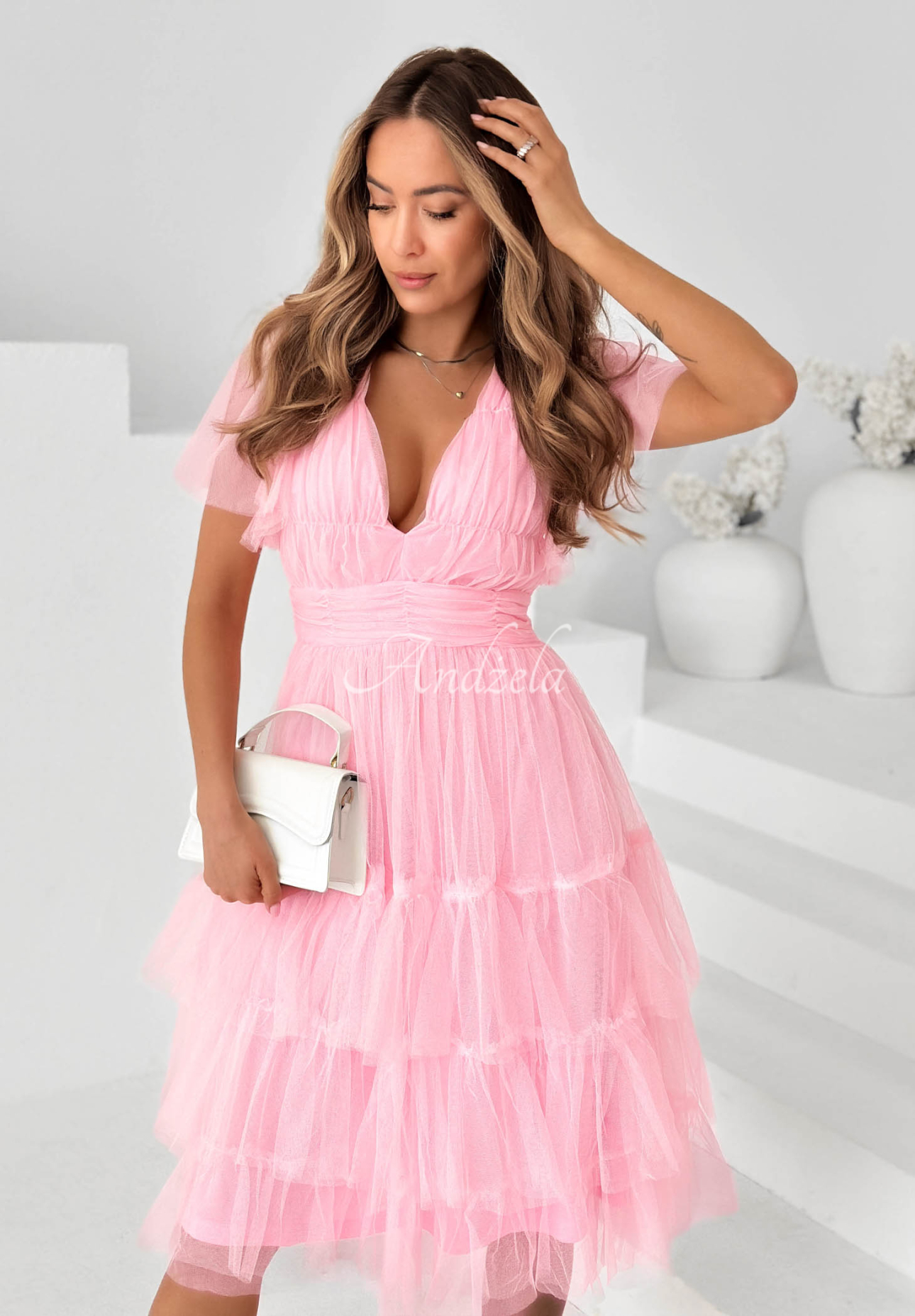 Tylové šaty s volánikmi Pretty Princess ružová
