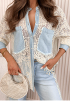 Koronkowa Košeľa z jeansowymi akcentami Solissa ecru