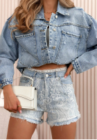 džínosové Kraťasy  z koronką Carlitta svetlomodré