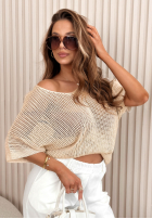 Ľahký ażurowy Sveter oversize Sweet Gelato ružový