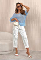 Ľahký ażurowy Sveter oversize Sweet Gelato ružový