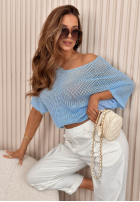 Ľahký ażurowy Sveter oversize Sweet Gelato ružový