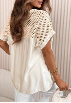 Blúzka z ażurową górą Capri Coast biało-béžová