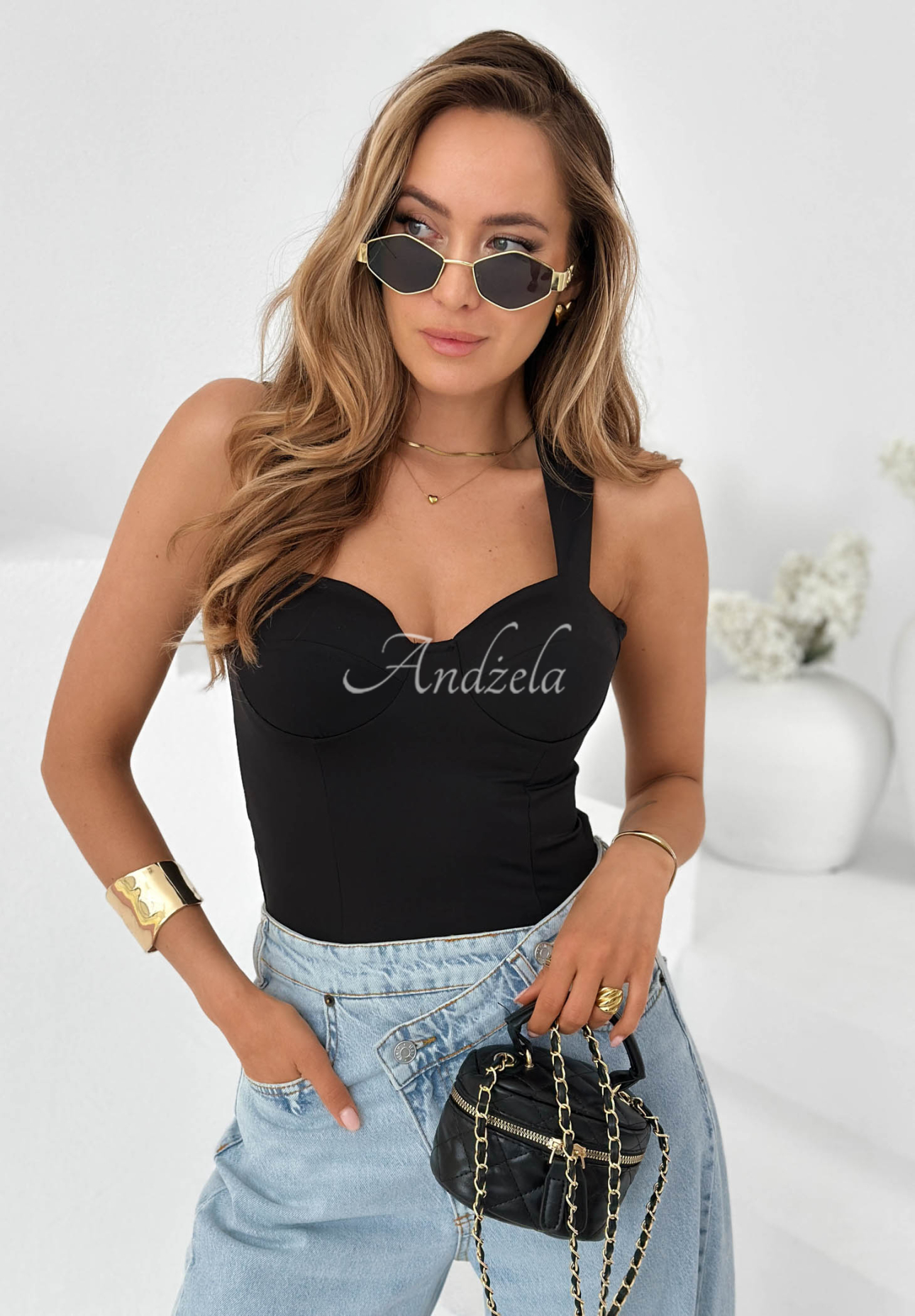 Top s chokerom Don’t Be Late čierne