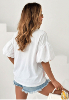 Blúzka z bufkami i haftowanymi kwiatkami Sweet Daisy Biela