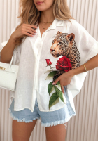 Košeľa z nadrukami Wild Rose Biela