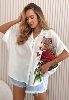 Košeľa z nadrukami Wild Rose Biela