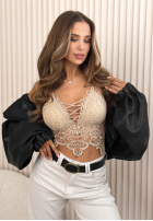 Krótki koronkowy top Lace Dream Biela