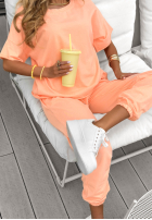 Súprava Tričko i Nohavice dresowe Double Trouble broskyňový