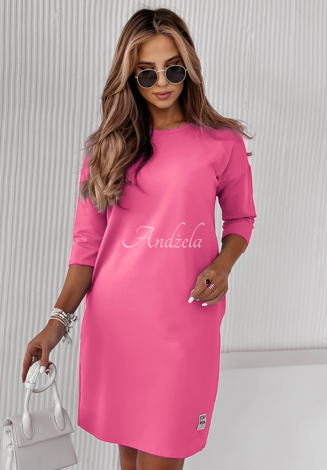 Šaty Tunika s vreckami Stay Real fuchsiová