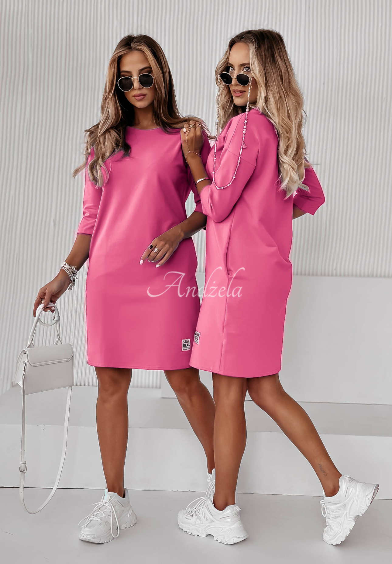 Šaty Tunika s vreckami Stay Real fuchsiová