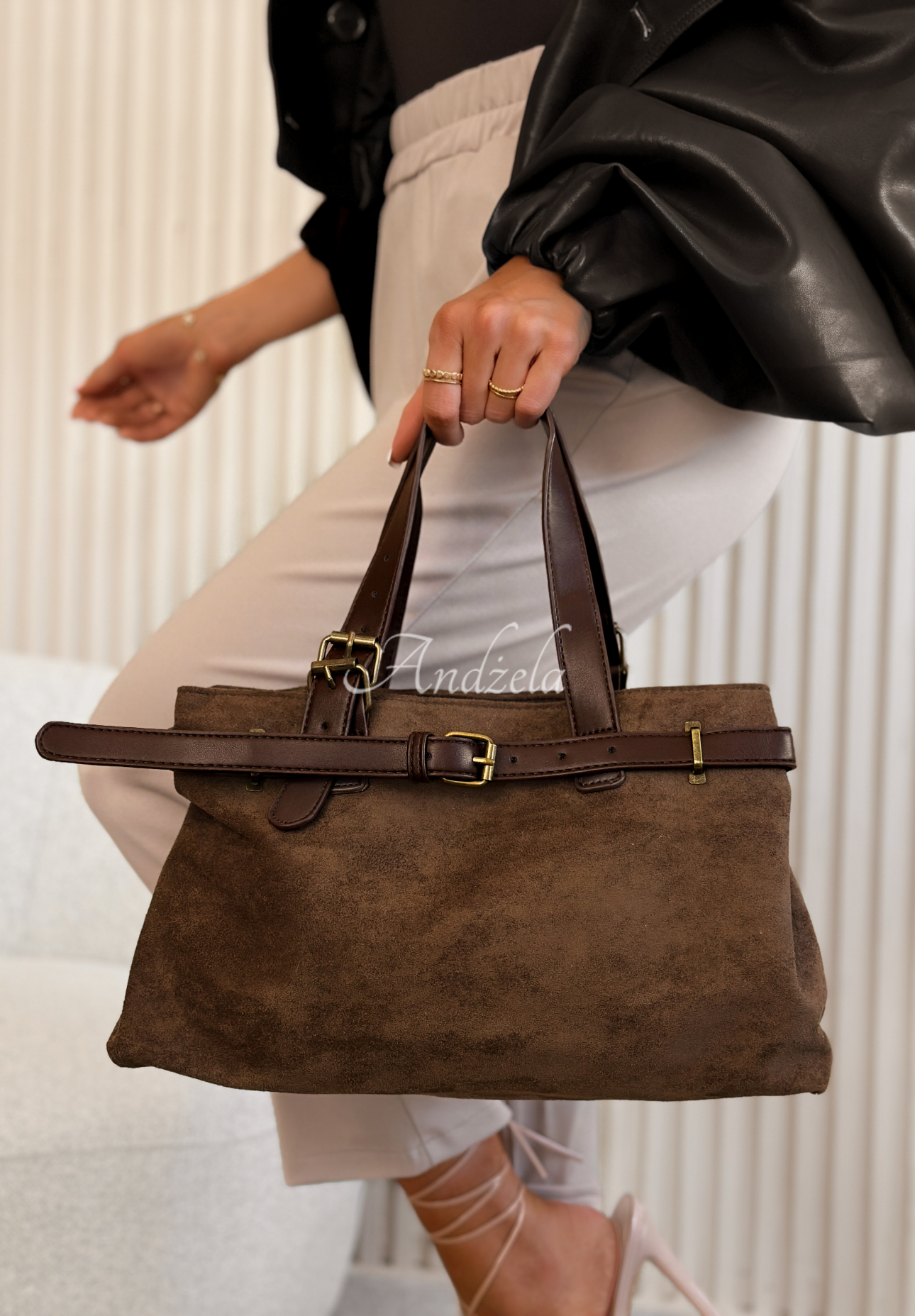 Semišová kabelka Donna čokoládová