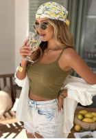 Krótki top na ramiączkach All For You olivový