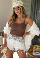 Krótki top na ramiączkach All For You olivový