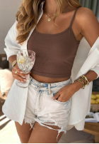 Krótki top na ramiączkach All For You olivový