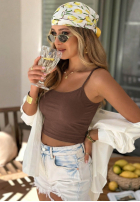 Krótki top na ramiączkach All For You olivový