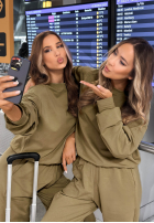 Tepláková súprava Mikina i Nohavice Right On Time olivový