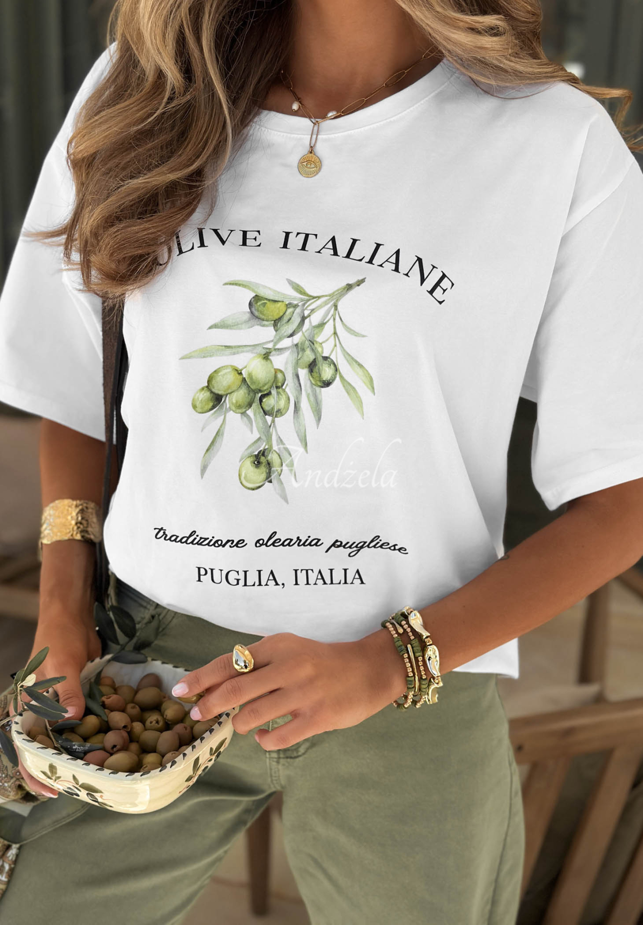 Bavlnené tričko s potlačou Viva Oliva Biela