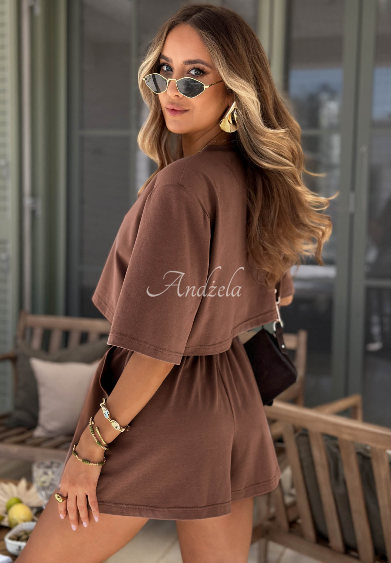 Krátke bavlnené šortky Viva Oliva čokoládové